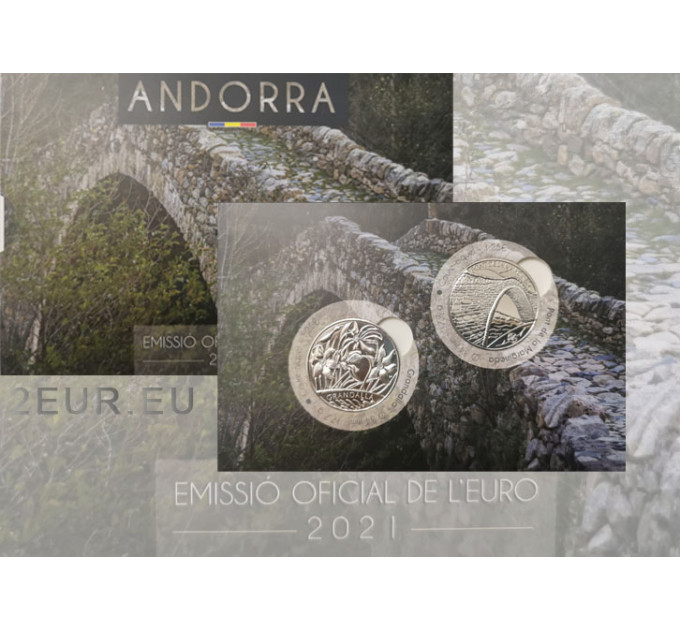 ANDORRA 1,25 EURO 2021 - Kulturerbe von Andorra - Narcissus Poeticus - Margineda-Brücke