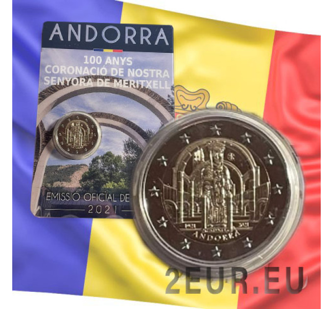 Andorra 2 euro BU Coincard 2021 - 100 Jahre Krönung der Jungfrau von Meritxell & Wir kümmern uns um unsere Senioren