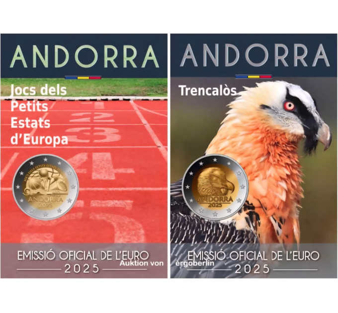 Andorra 2 euro BU coincard 2025 - Spiele der kleinen Staaten Europas + Bartgeier
