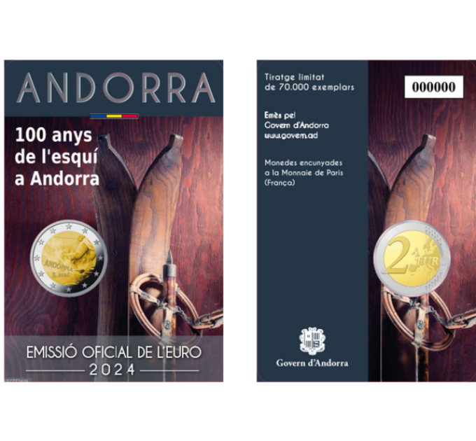 Andorra 2 euro BU coincard 2024 - 100 Jahre Skifahren in Andorra