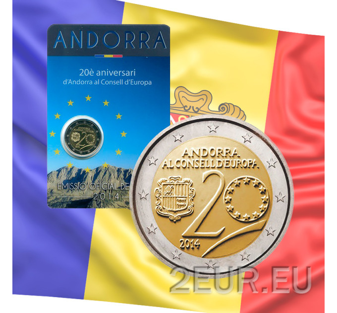Andorra 2 euro BU Coincard 2014 - 20 Jahre im Europarat  