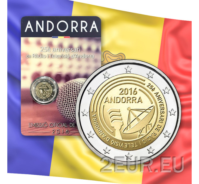 Andorra 2 euro BU coincard 2016 - 25 Jahre Öffentlich Rechtlicher Rundfunk