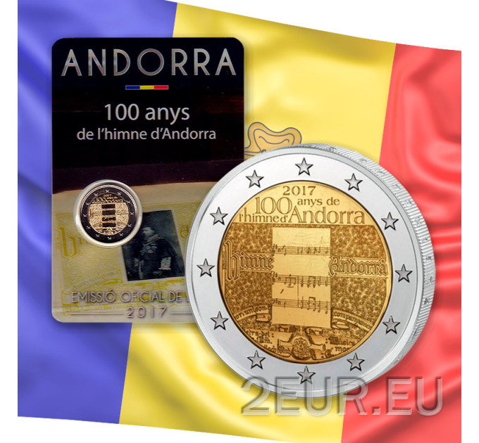 Andorra 2 euro BU coincard 2017 - 100 Jahre Hymne Andorras 