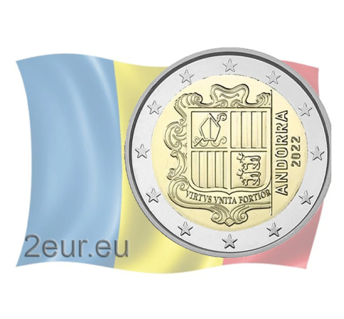 Andorra 2€ UNC 2022 - Wappen Andorras