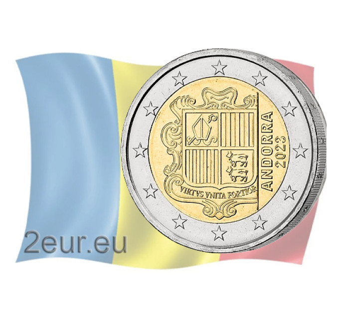 Andorra 2€ UNC 2023 - Wappen Andorras