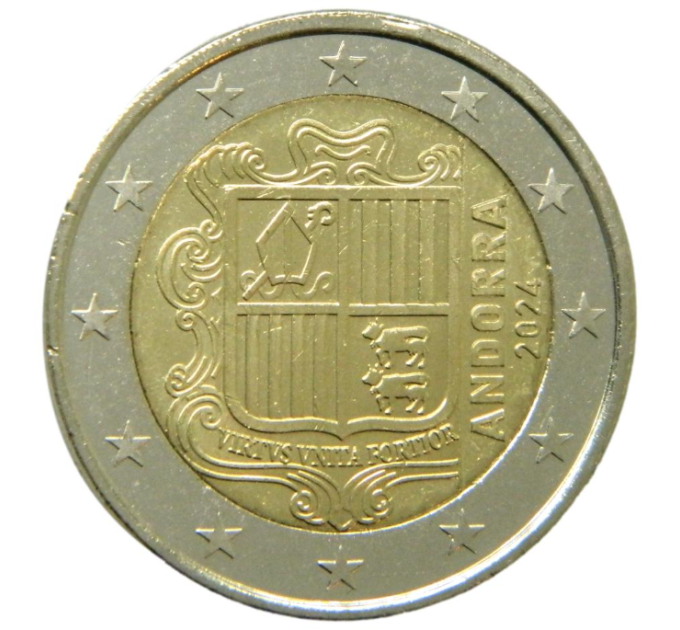 Andorra 2€ UNC 2024 - Wappen Andorras