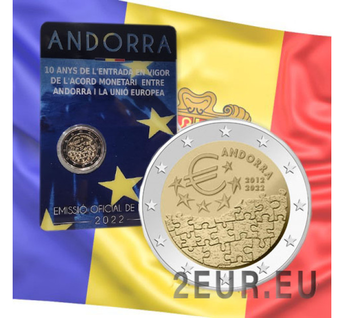 Andorra 2 euro BU coincard 2022 - 10 Jahre Inkrafttreten der Währungsvereinbarung zwischen Andorra und der EU