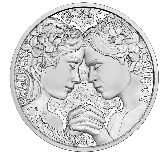 Austria 10 euro Silbermünze 2024 - Violett