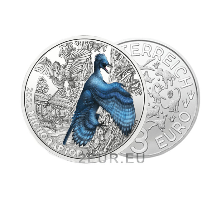 Österreich 3 Euro Münze 2022 - Mikroraptor