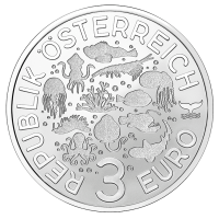Österreich 3 Euro Münze 2024 - Lebendiges Meeresleben - Blauer Doktorfisch