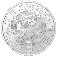 Österreich 3 Euro Münze 2025 - Lebendiges Meeresleben - Buckel Drachenkopf