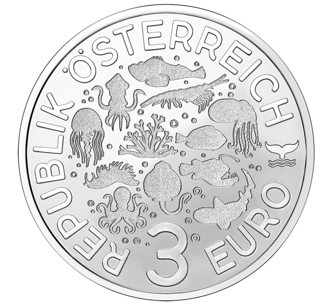 Österreich 3 Euro Münze 2025 - Lebendiges Meeresleben - Buckel Drachenkopf