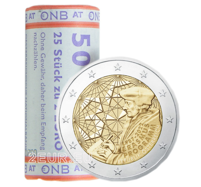 Österreich 2 Euro Rolle 2022 - 35. Jahrestag des Erasmus-Programms