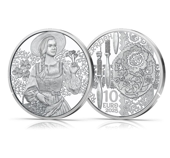 Austria 10 euro Silbermünze 2025 - Aufdirndln – Leinen