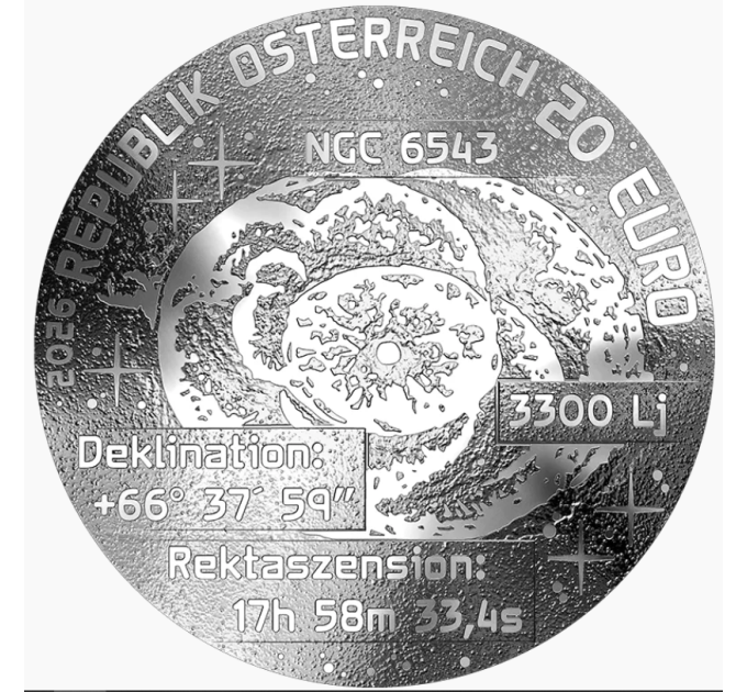 Österreich 20 Euro Silbermünze 2026 – Das unerforschte Universum – Katzenaugennebel