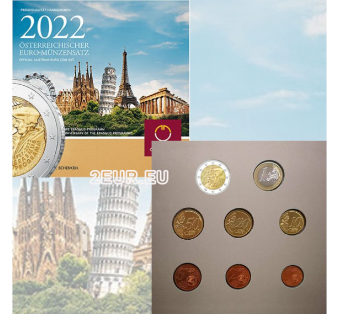 Österreich Euro Kursmünzensatz BU 2022 - 35 Jahre Erasmus-Programm