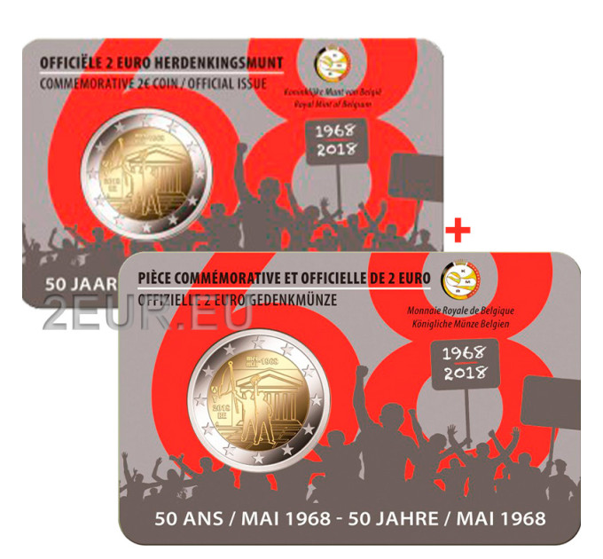 Belgien 2 euro BU 2018 - 50. Jahrestag Mai 1968 Ereignisse in Belgien - Studentenrevolte - NL+FR