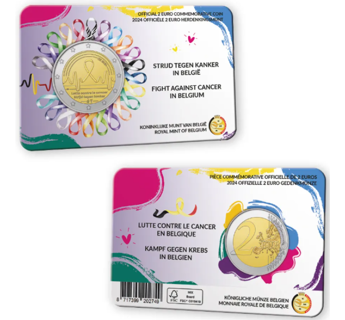 Belgien 2 Euro BU 2024 - Krebsbekämpfung - NL+FR