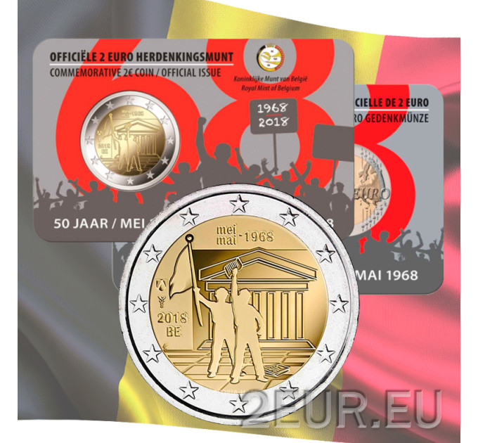 Belgien 2 euro BU 2018 - 50. Jahrestag Mai 1968 Ereignisse in Belgien - Studentenrevolte - NL