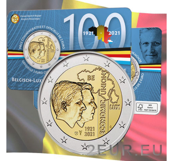 Belgien 2 Euro BU 2021 - 100 Jahre Belgisch - Luxemburgische Wirtschaftsunion (BLEU) - FR