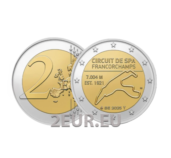 Belgien 2 Euro UNC 2025 - Rennstrecke Spa-Francorchamps