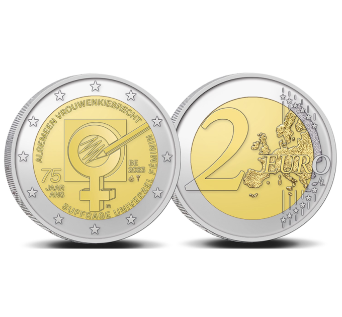 Belgien 2 Euro UNC 2023 - 75 Jahre allgemeines Wahlrecht für Frauen in Belgien