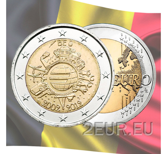Belgien 2 euro UNC 2012 - 10 Jahre Euro Bargeld 