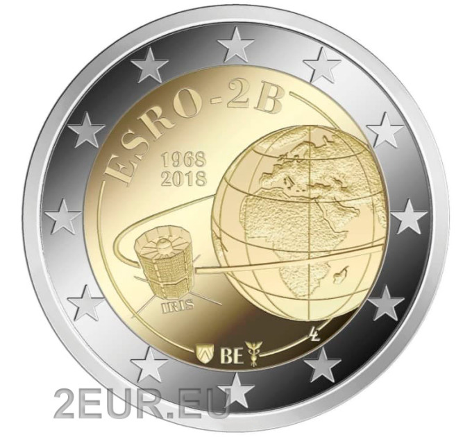 Belgien 2 euro UNC 2018 - Europäischer Satellit ESRO 2B 