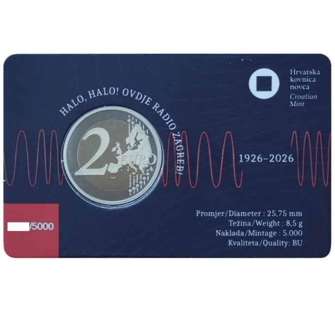 Kroatien 2 euro BU 2026 - 100 Jahre kroatischer Rundfunk und Fernsehen