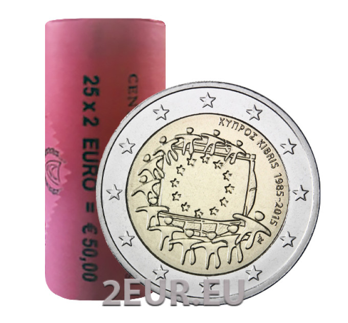 ZYPERN 2 EURO-ROLLE 2015 - 30. Jahrestag der EU-Flagge