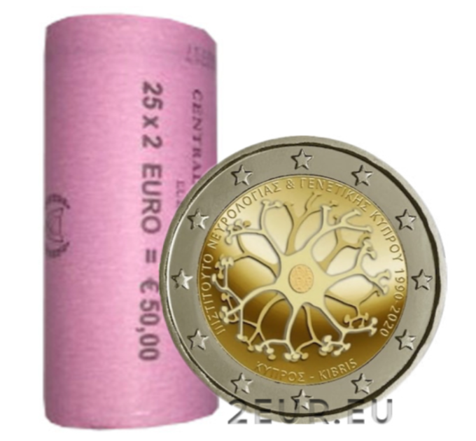 ZYPERN 2 EURO-ROLLE 2020 - 30 JAHRE ZYPERNISCHES INSTITUT FÜR NEUROLOGIE UND GENETIK