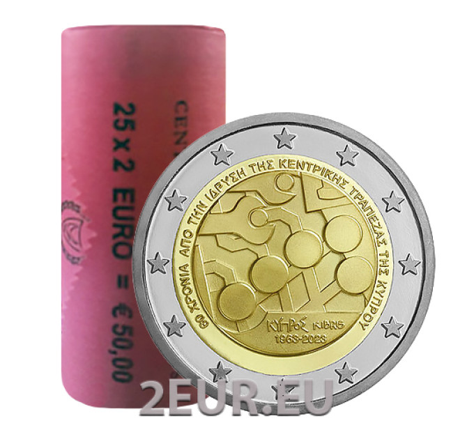 ZYPERN 2 EURO-ROLLE 2023 - 60. Jahrestag der Zentralbank Zyperns