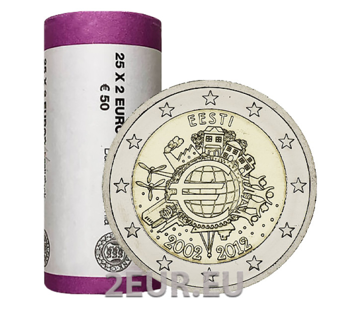 ESTLAND 2 EURO-ROLLE 2012 – ZEHN JAHRE EURO