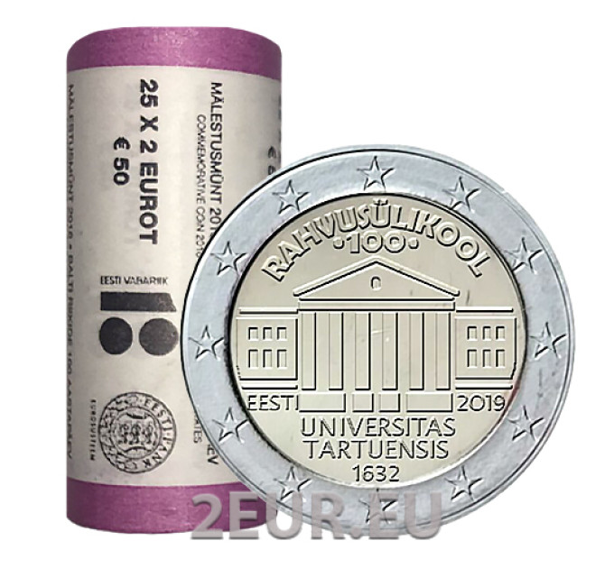 ESTLAND 2 EURO-ROLLE 2019 – 100. Jahrestag der Estnischen Sprachuniversität Tartu