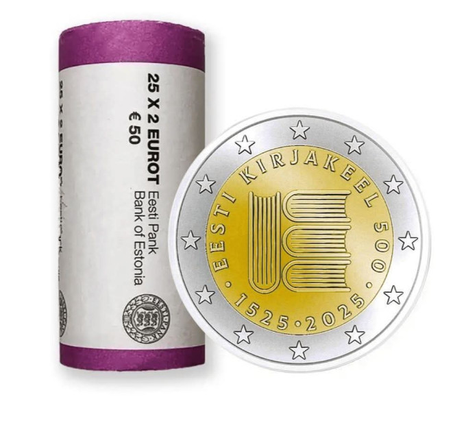 ESTLAND 2 EURO-ROLLE 2025 – 500 Jahre estnische Schriftsprache