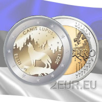 Estland 2 Euro UNZ 2021/2 - Nationaltier - Wolf