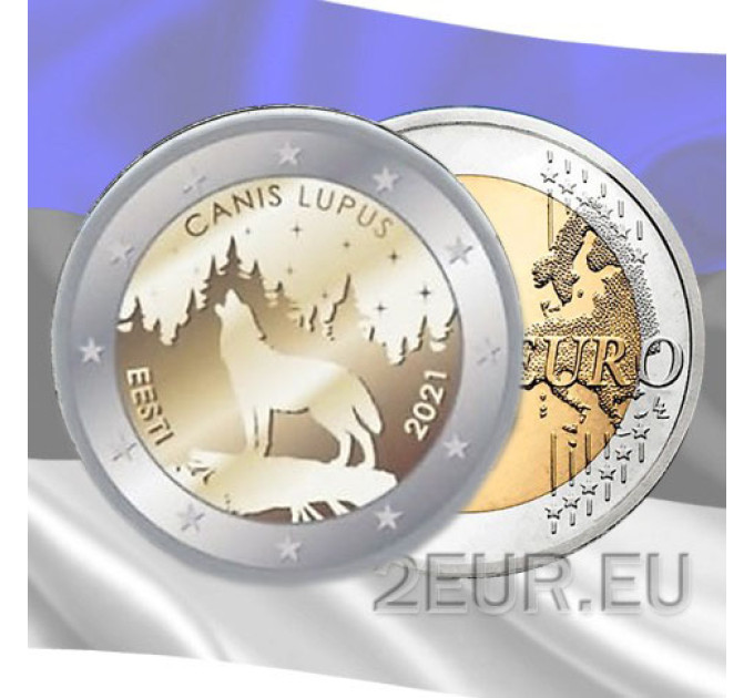 Estland 2 Euro UNZ 2021/2 - Nationaltier - Wolf