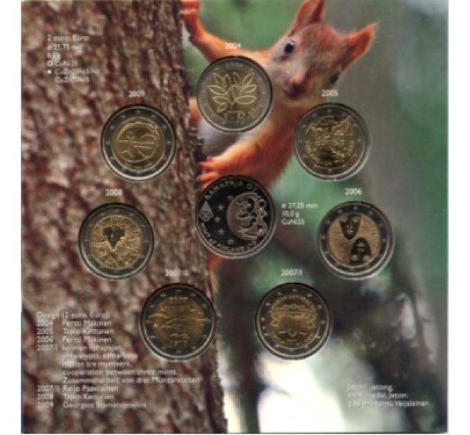 Finnland 2-Euro-BU Münzen-Set 2004–2009