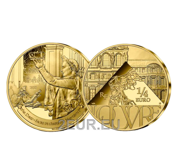 Frankreich 1/4 euro UNC 2021 - Louvre - Die Krönung Napoleons I.
