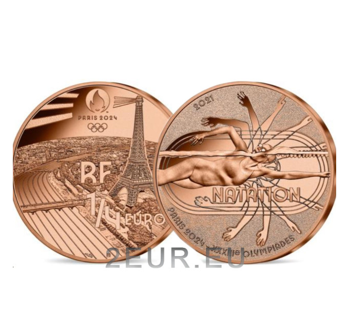 Frankreich 1/4 euro unz 2021 - Olympische Spiele 2024 in Paris – Schwimmen
