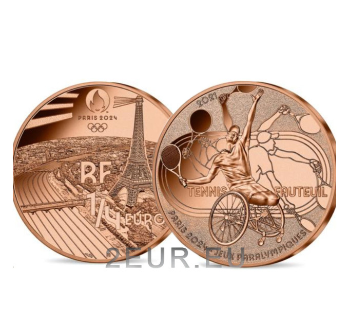 Frankreich 1/4 euro unz 2021 - Olympische Spiele 2024 in Paris – Rollstuhltennis