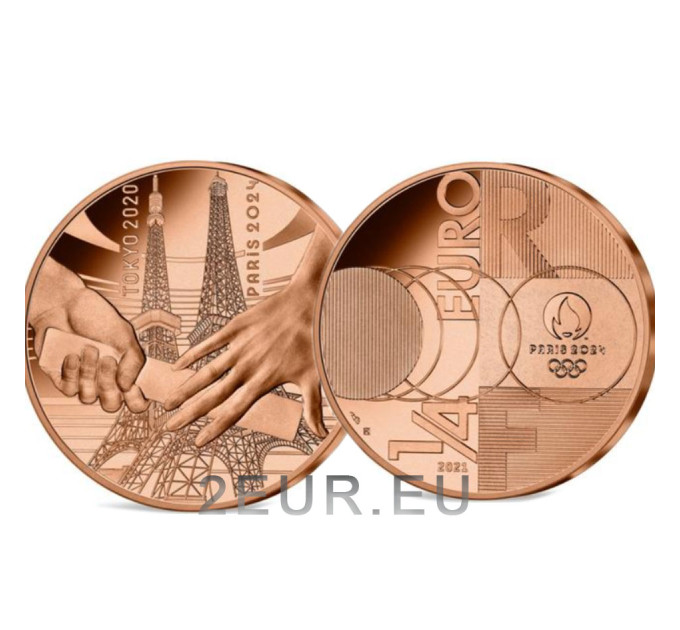 Frankreich 1/4 euro unz 2021 - Übergabe – Olympische Sommerspiele Tokio 2020 – Paris 2024 – 2021