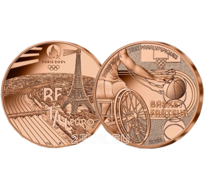 Frankreich 1/4 euro unz 2023 - Olympische Spiele Paris 2024 – Sport-Rollstuhlkorb