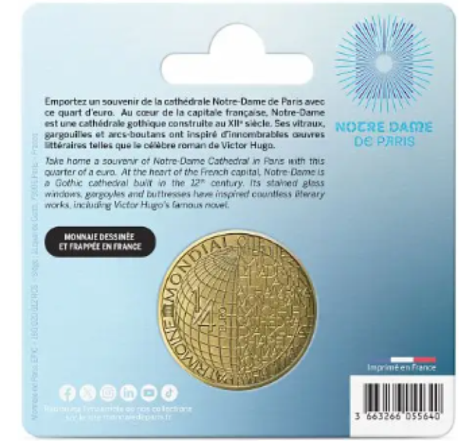 Frankreich 1/4 euro unz 2025 - UNESCO - KATHEDRALE NOTRE-DAME VON PARIS
