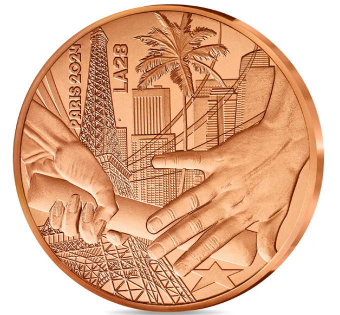 Frankreich 1/4 euro unz 2024 - Olympische Spiele in Paris 1924 - Übergabe Paris-Los Angeles