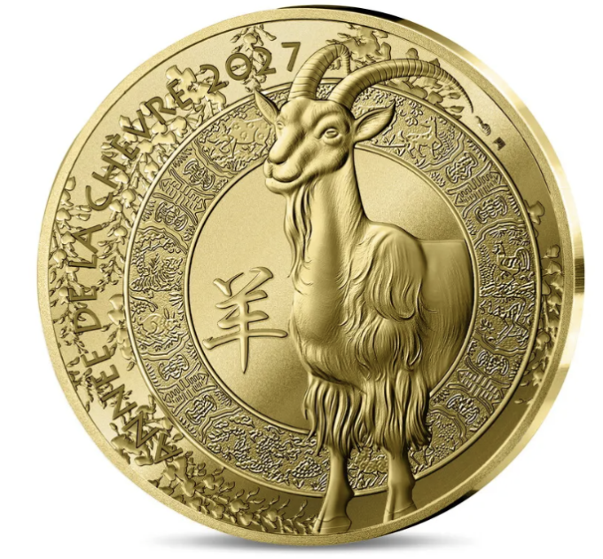 Frankreich 50 Euro Goldmünze PP 2027 - Jahr des Schafes