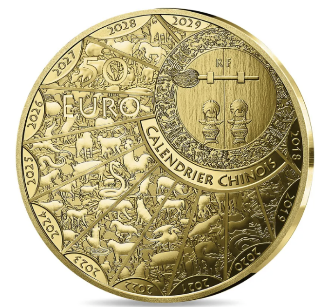 Frankreich 50 Euro Goldmünze PP 2027 - Jahr des Schafes