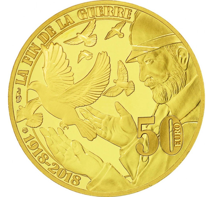 Frankreich 50 Euro Goldmünze PP 2018 - Der Große Krieg - Frieden