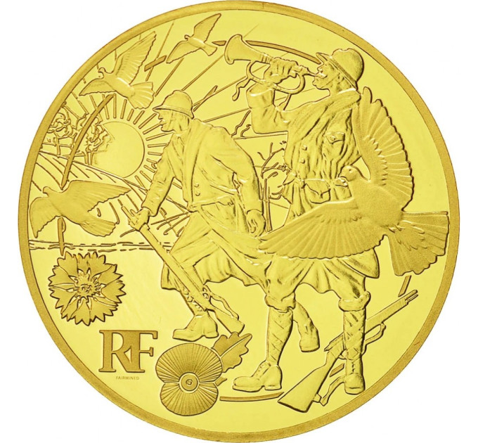Frankreich 50 Euro Goldmünze PP 2018 - Der Große Krieg - Frieden