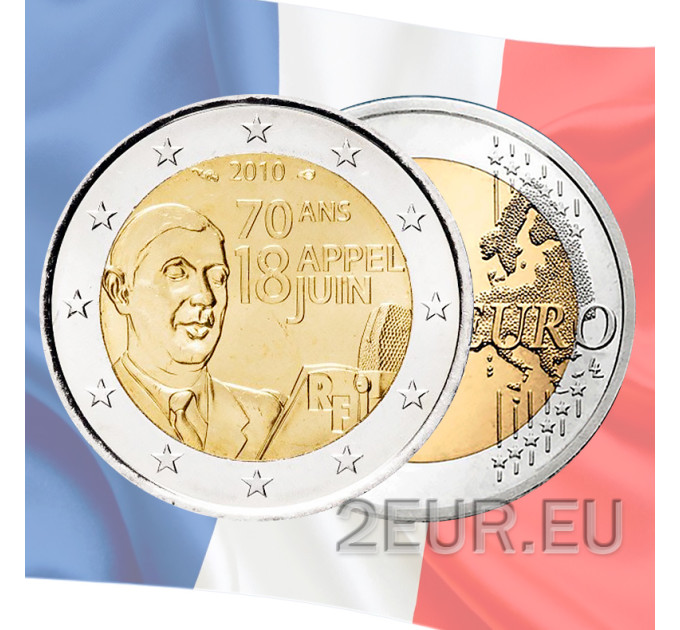 Frankreich 2 Euro UNC 2010 - 70. Jahrestag des Appells vom 18. Juni 1940 – Charles de Gaulle